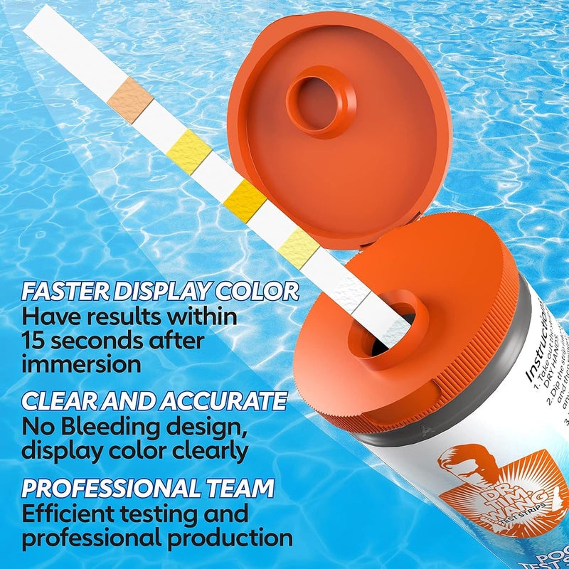 Dr.Tim.Wang Pool and Hot Tub Test Strips - Medical-Grade Precision 7-1 Pool Test Kit - Testing pH, Free Chlorine(Bromine), Total Alkalinity & Cyanuric Acid & More - Pool Water Test Kit - Image 4